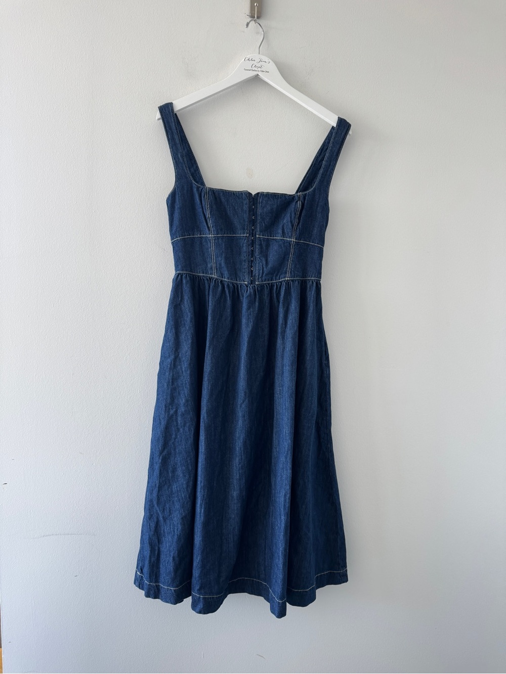 REFORMATION Tagliatelle Denim Midi Dress 6 - Picture 6 of 8